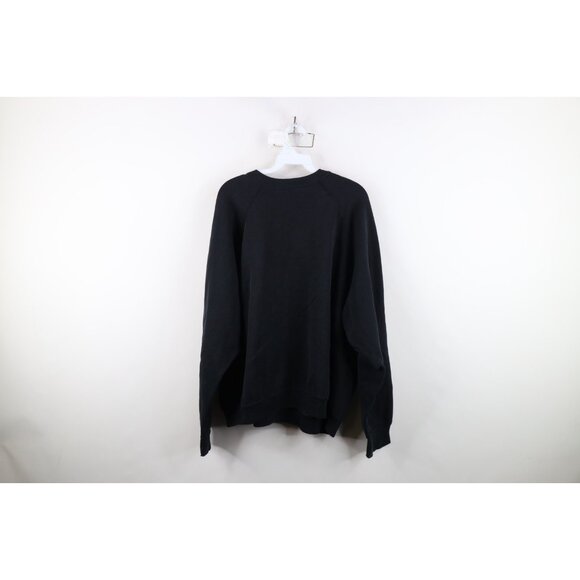Vintage 80s 90s Streetwear Mens XL Distressed Blank Gusset Sweatshirt Black USA - Picture 10 of 12